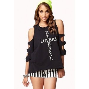Forever 21 Relaxed Sweatshirt with Cutouts Sz S
