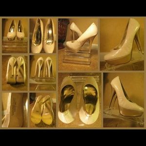 SALE: Bertinni Riva01A Creme & Gold Platform Pumps
