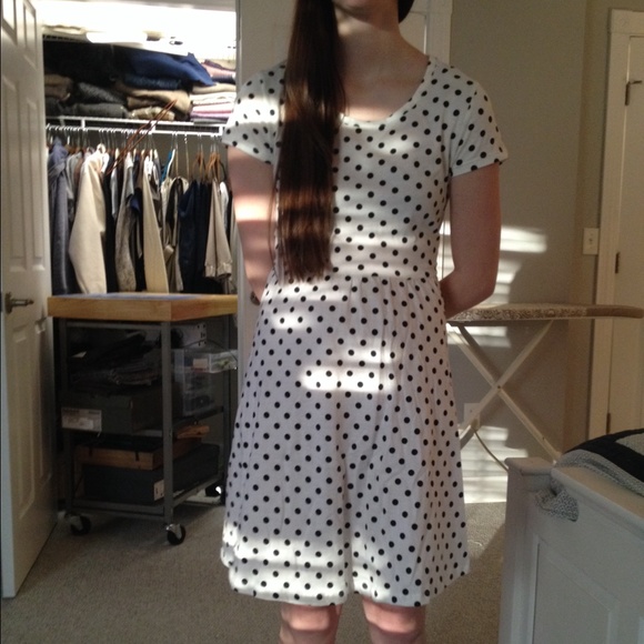 Worn once, black and white poka dotted dress!