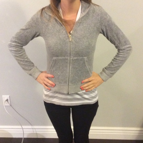 Juicy Couture Grey Velour Zip-Up Jacket
