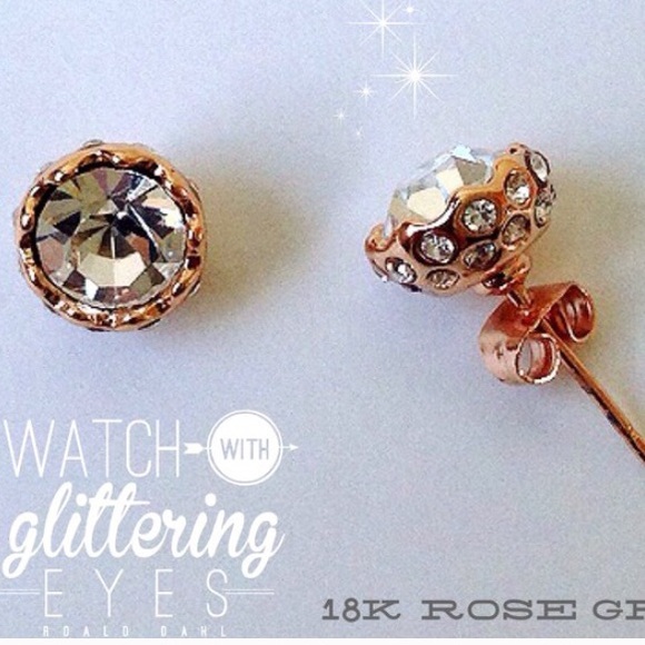 3 for 15🎀18K rose gold pl Austrian Crystal studs - Picture 2 of 5