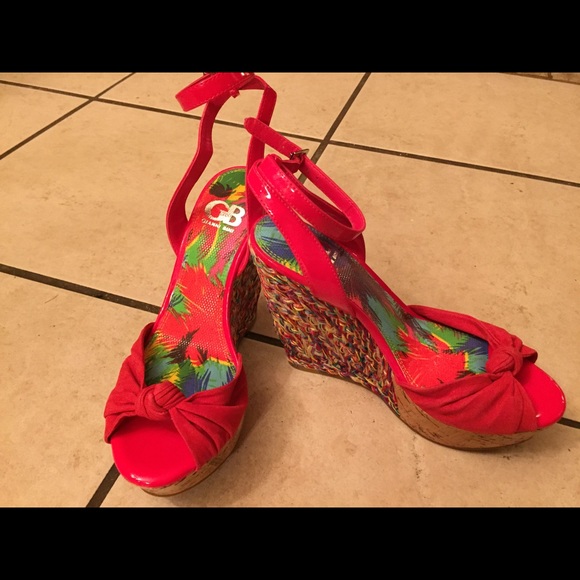 Gianni Bini Y-Knot Platform Wedge Sandal Sz 7