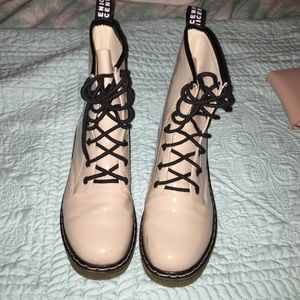 Nude lace boots