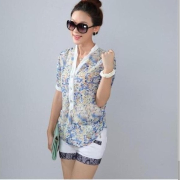 Chiffon floral print top - Picture 1 of 2