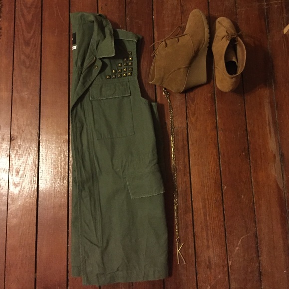 NEW Army green studded vest