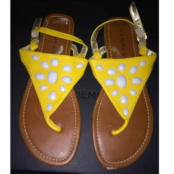 Rampage Yellow Sandals w/ White Stones