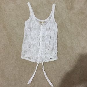 Lacy top with ruffle front