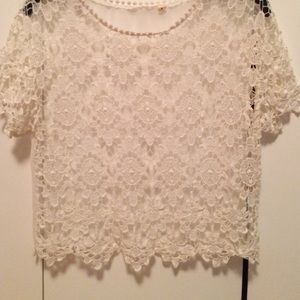 White crochet crop top w/ mesh back