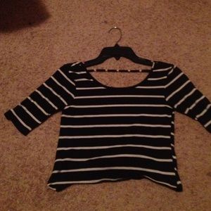 Black & white stripped crop top with cut out back