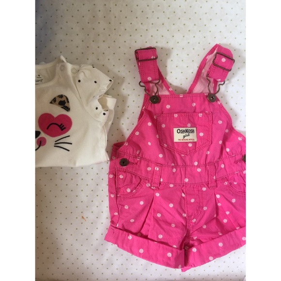 Baby overalls and kitty shirt