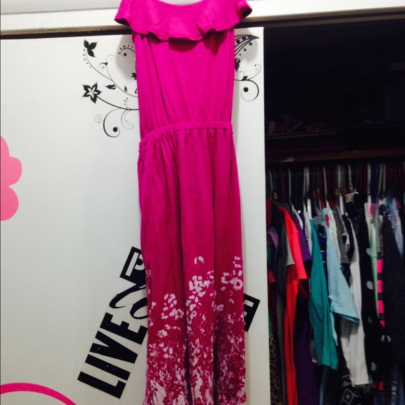 Dark pink floral ombré dress