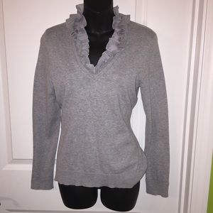 Chaps Sweater with Ruffle Collar