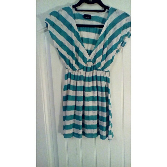 Teal/White Crochet Lace Top