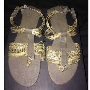 New York and Company Grey Snakeskin Sandals