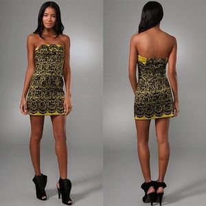 TIBI Strapless Lace Print Runway Dress