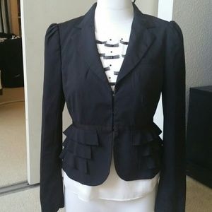 Banana Republic black blazer with ruffling details