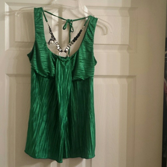 Green halter blouse