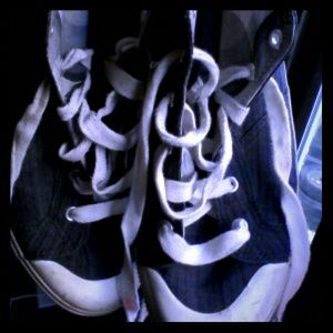 Grey high top sneakers