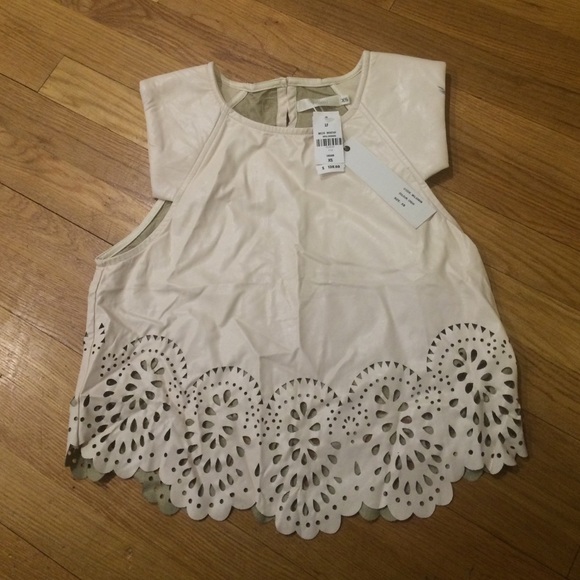 Lacy leather crop top