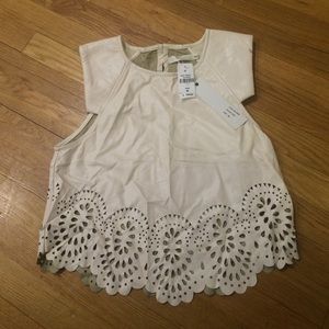 Lacy leather crop top