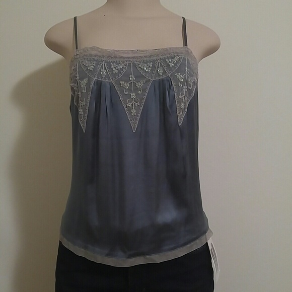 Teal Lace silk cami top