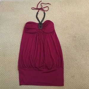 Tube top with attached neck chain