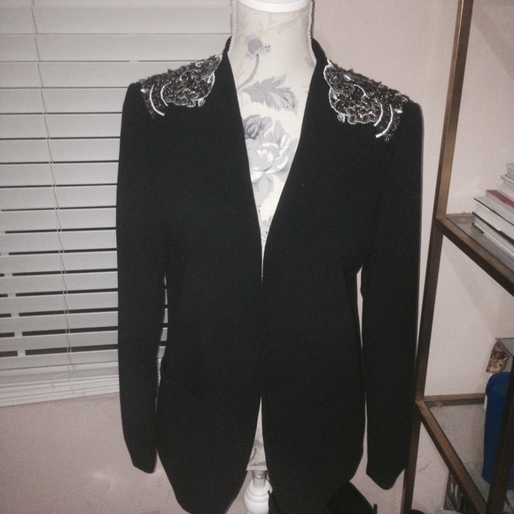 H&M black blazer with embellishments