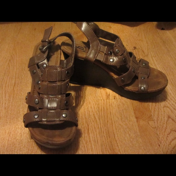 Brown Faux Leather Wedges