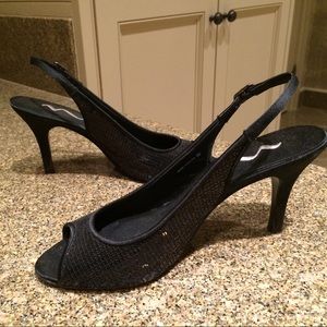 Nina black sling back sequined heels, 8.5