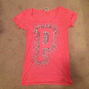 VS PINK bright pink Bling Sequin XS TeeShirt Top