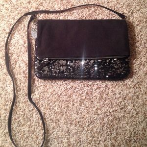Victorias Secret Sequin Black Silver Crossbody Bag