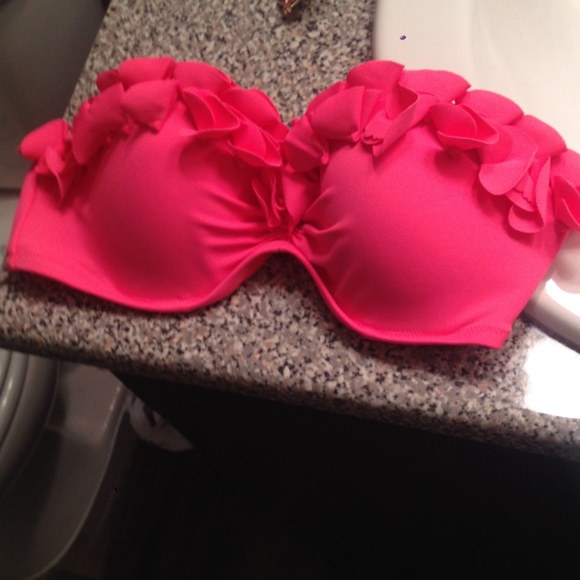 Neon pink push up swim top