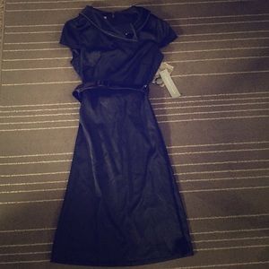 Navy blue London Times dress with black belt