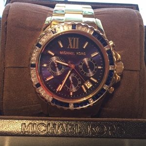 Michael Kors Gold Everest Blue BAGUETTES Swarovski