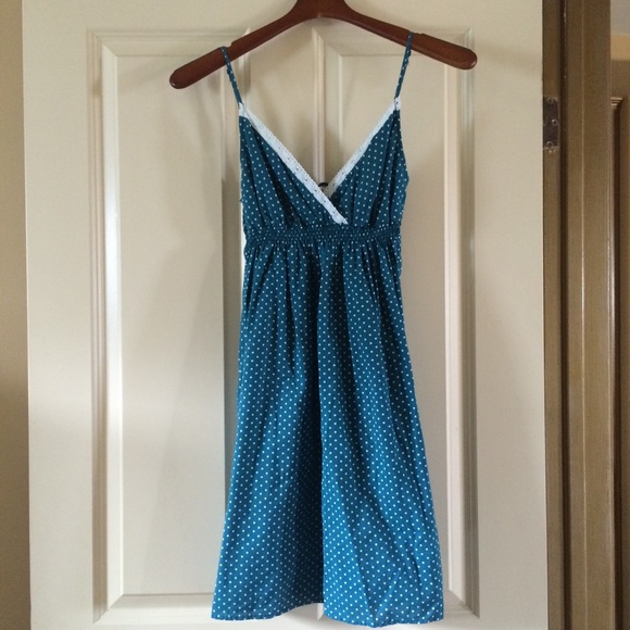 GUESS Teal Polka Dot Babydoll Dress