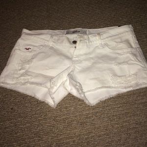 White denim hollister shorts