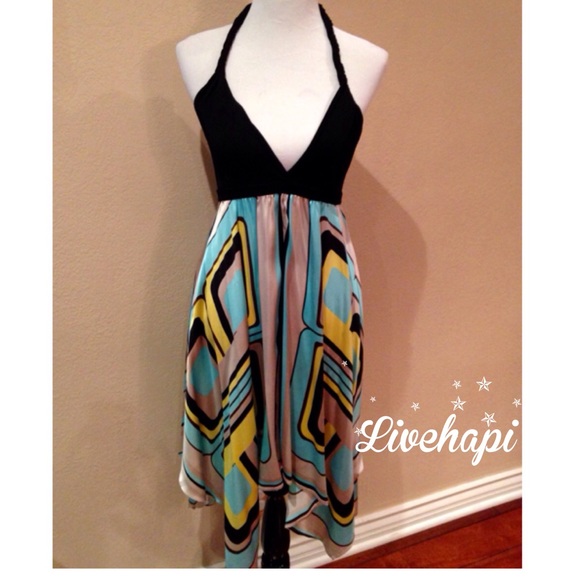 Bebe • Silk Low Cut Flowy Dress - Picture 1 of 4