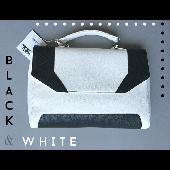 Black & White Color Block Structured Handbag - Picture 1 of 3