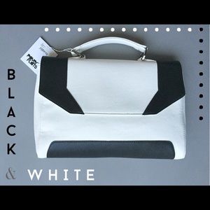 Black & White Color Block Structured Handbag