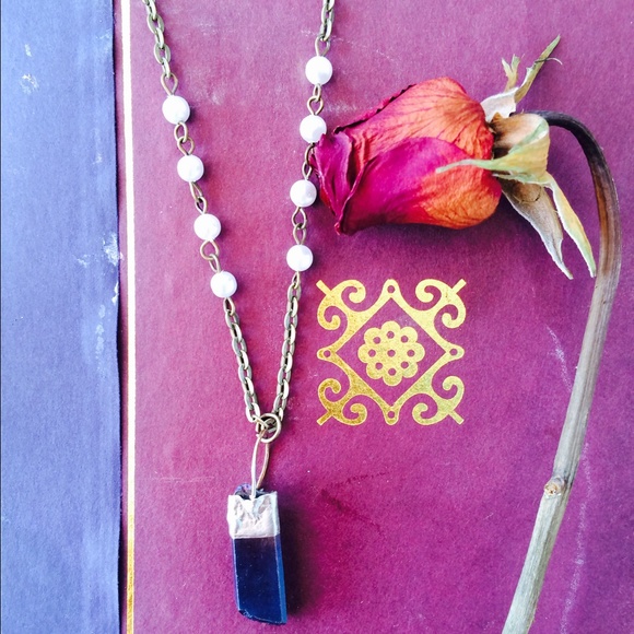 Raw crystal point necklace
