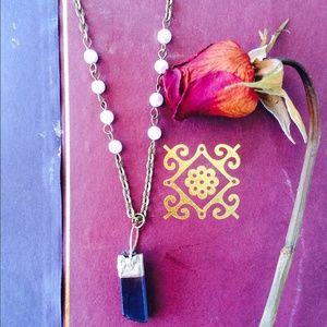 Raw crystal point necklace