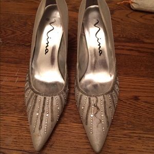 Nina silver dress shoes, 8.5