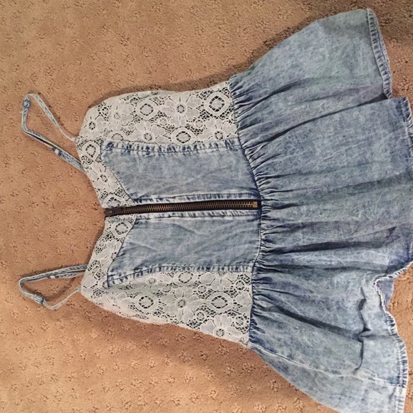 Jean tanktop with adjustable straps and zipper