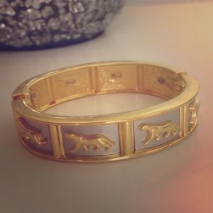 Grey and Gold Panther Bangle