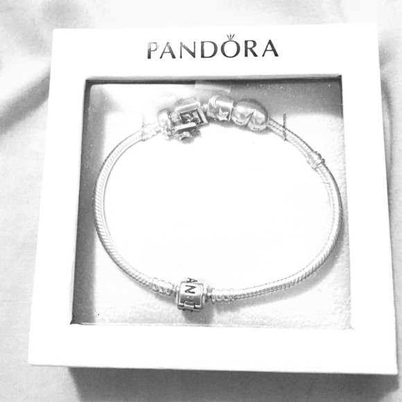 Pandora silver bracelet with charms