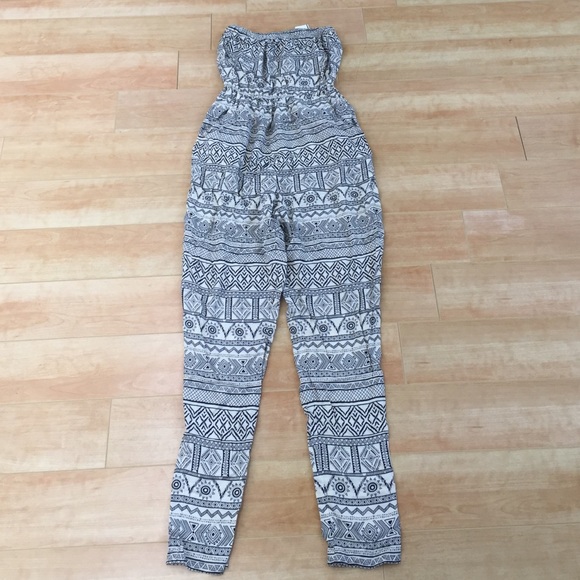 Strapless long pants romper