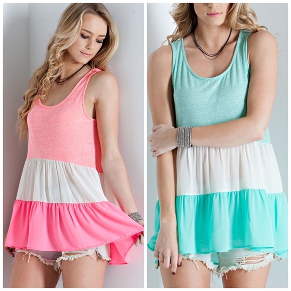 ❌SOLD OUT ❌ Color Block Ruffle Tunic - Picture 2 of 4