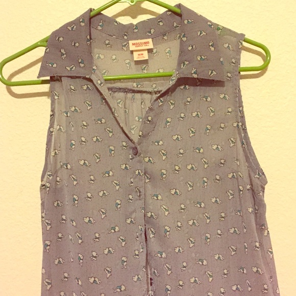 Bunny print sheer button up