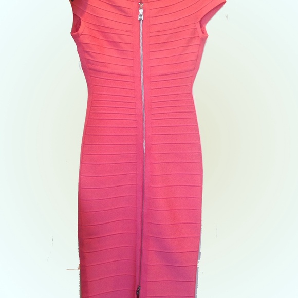 Herve Ledger Pink / Salmon Bandage Cocktail Dress - Picture 4 of 4