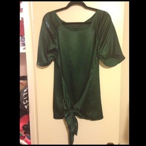 Emerald green satin tie front top